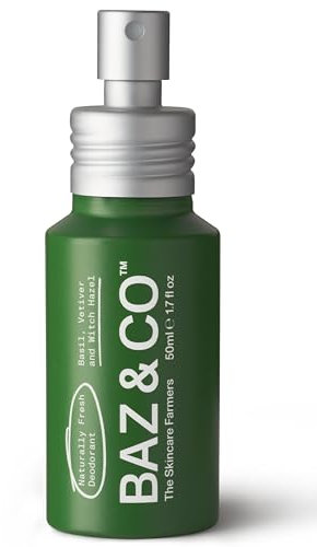 BAZ & CO Naturally Fresh Deodorant for Men - Aluminium Free - Basil, Vetiver and Witch Hazel 50ml