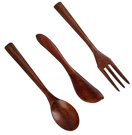 Cabilock 6 Stk Besteck Löffel Dreiteiliges Set Kaffeelöffel Teelöffel Minilöffel Für Desserts Salatgabel Altes Besteck Butter Löffel Mit Spatel Nachtisch Holz Hölzerne Student