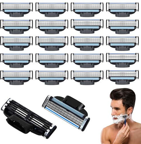Mach 3 Rasierklingen für Herren, 20 Stück Mach 3 rasierer klingen, Mach 3 Rasierklingen für Rasierer, Mach 3 Klingen Nachfüllungen Rasierklinge, für Reinigung von Bart und Körperhaaren