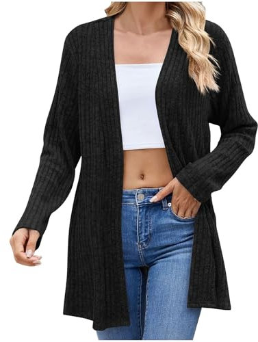 Cardigan Da Donna Offerte Lampo Del Giorn Con Cappuccio Maglie Leggero a Blocchi Di Colore Maglione Lavorato a Maglia Cardigan Giacca a Manica Lunga Elegante Cardigan Con Tasche Longline Cardigan