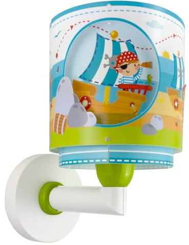 Dalber kinder Wandlampe, Kinderlampe Wandleuchte Pirat Insel, Blau