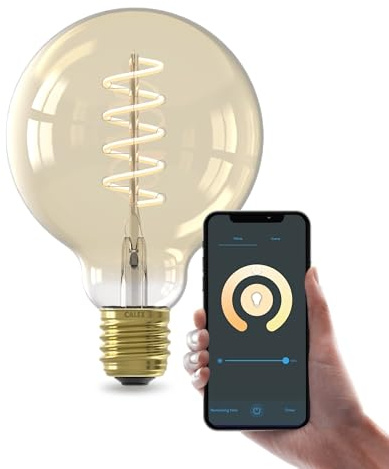 CALEX Smart LED Lampe, E27, G95, Gold Filament, warmweißes Licht, dimmbar, WLAN App- & Sprachsteuerung