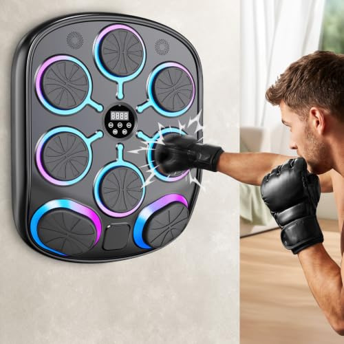 Musikboxningsmaskin för vuxna/barn, elektronisk Bluetooth-boxningsmaskin med musik, musikboxningsmaskin med boxhandskar, 11 justerbara hastigheter och räkningsläge