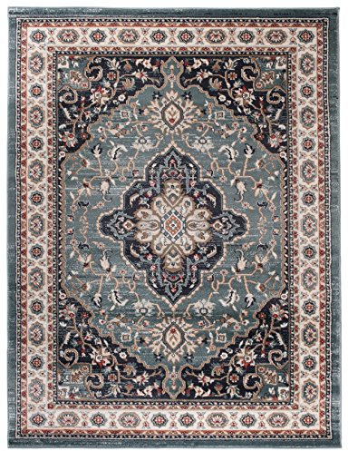 Carpeto Orientteppich Teppich Blau 250 x 350 cm Medaillon Klassisch Muster - Wohnzimmer Schlafzimmer Esszimmer
