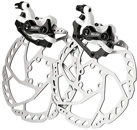 Rujoi Bremsscheibe 2 Stück Fahrrad Bremsscheibe mit 12 Schrauben 160 mm Rotor Aluminium vorne und hinten, Mechaniker-Werkzeugloser Pad-Versteller für Rennrad, Cruiser MTB, Mountainbike