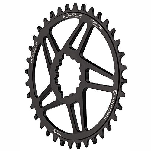 Wolf Tooth Plato ovalado de grava elíptica para bicicleta de carretera de montaje directo para bielas SRAM (42 dientes, PowerTrac, MTB)