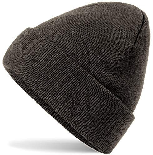 HatStar Wintermütze | Damen Beanie Mütze | Herren Feinstrick Beanie | für Frauen Männer Unisex | Cuffed Hats Weich & Warm (Charcoal)