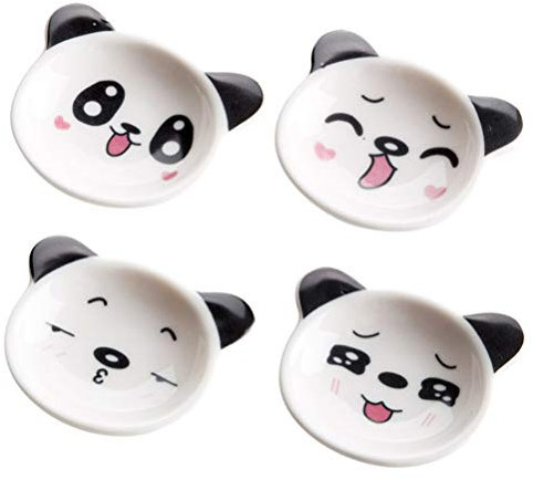 Cabilock Mini Soucoupe en Céramique Motif Panda Multi-usages pour Sauce Sel Vinaigre