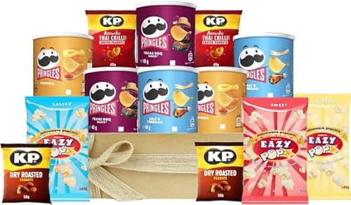 Savoury Treats Hamper Gift Box with Crisps Popcorn Peanuts for Valentine's Day Movie Date Night Birthday Party - Movie Night Snacks