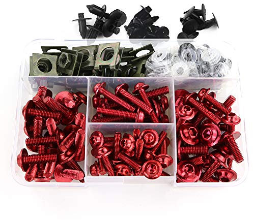 Xitomer Aftermarket Universal-Verkleidungsbolzen-Kits für Yamaha YZF-R125 R25 R3 XSR700 MT07 MT-125 MT-25 MT-03, Kawasaki ZX-10R, Aprilia RSV4, Honda CBR900RR, Suzuki (rot)