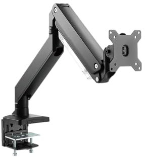DIGITUS Monitorhalterung - Klemme & Gasdruckfeder - 1 Bildschirm - Bis zu 35 Zoll - Bis zu 1x 15 kg - VESA 75 & 100 - Schwarz