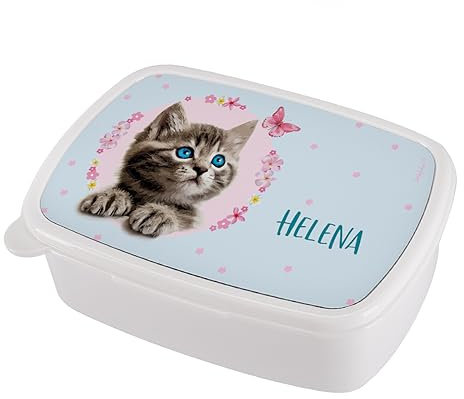 Striefchen® Brotdose für Mädchen mit Wunschnamen - Geschenkidee zur Schuleinführung Katze