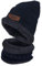 Bonnet Enfant, Bonnet Hiver Enfant, Bonnet et Tour de cou Garçon Avec Doublure Polaire, Cache cou Enfant Universel pour Garçons et Filles, Bonnet Enfant Garcon Convient pour Ski Patinage (Bleu)
