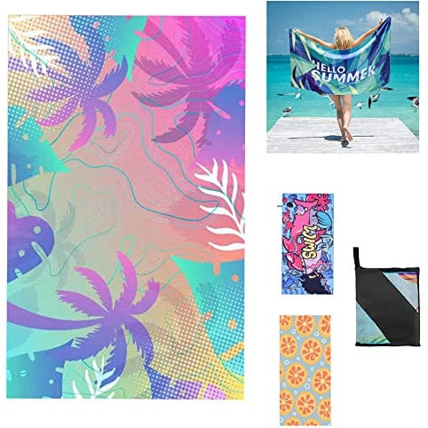MAOYUTOU Mikrofaser Strandtuch Handtücher 160 x 80 cm Tragbares sandfreie, schnell trocknende und leichte Stranddecke Perfekt für Strand Outdoor Sauna YogaFitness Reisen Sport Wandern (Kokosnussbäume)