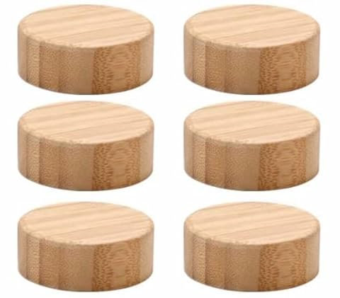 6 Bambusdeckel für Happy Lemuro Gewürzgläser - Ersatzset - Deckel aus Bambus, Holzdeckel, Bamboo lids, Holz Deckel, Ersatz