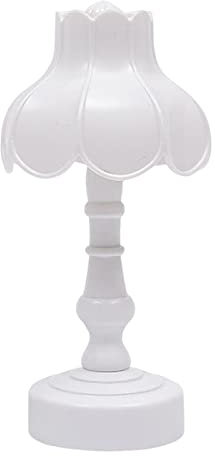 Fenteer Kabellose Tischlampe Weiß Mini-Tischleuchte Europäischer Stil Dekoratives LED-Nachtlicht Nachttischlampe Kinderlampe für Schlafzimmer Wohnzimmer, Lotus