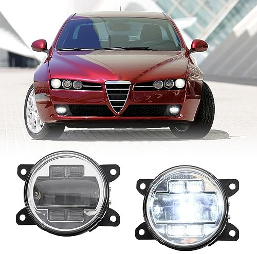 njssjd LED-Nebelscheinwerfer mit DRL-Blinkerleuchte für Alfa Romeo 156 159 Brera Stelvio, 2002–2006 Fiat Ducato Frontstoßstange Nebelscheinwerfer(klare Linse)