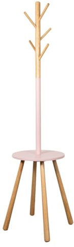 Terra Home Garderobenständer Dala,Kleiderständer, Standgarderobe mit 5 Kleiderhaken für Jacken, Mützen 169x40x40 mit Ablage (rund, Pink)