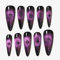 Sun&Beam Nails Handmade Press-on Long Pointed Nails Purple Black Cat Cat's Eye False Nail Tips Design Fashionable 10 Pcs Set (#153 M)
