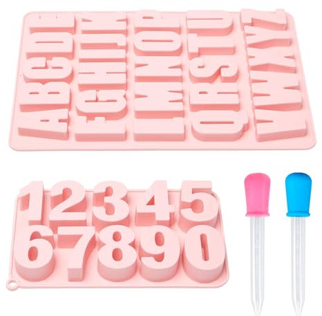 UTMACH 2 Stück Silikonformen Gießformen Zahlen und Buchstaben Silikonform Zahlen 0-9 Gießform Buchstaben Silikonform Alphabet A-Z 3D Silikonform Buchstaben für Schokolade, Fondant, Backen, Eiswürfel