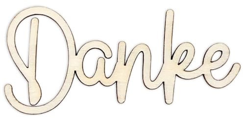 Blumenstecker, Pflanzenstecker u. Geschenkeanhänger, Schriftzug „Danke“, Holz 9,5cm x 4cm
