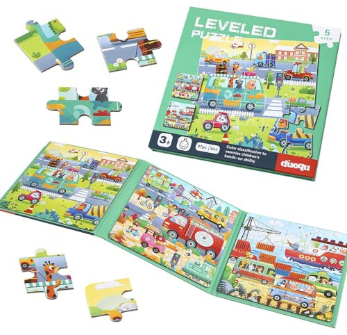 Kaisibum Magnetische Puzzle für Kinder, 25-30-42 Teile Primär Verkehrspuzzle für Kinder, 3-in-1 Magnetisches Falten Puzzle Spielzeug Transport Magnetische Puzzlespielzeuge für Kinder ab 3 Jahren