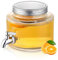 Drink Dispenser for Refrigerator 2/3 Gallon (2.5L), ReaNea Glass Beverage Dispenser with Durable Stainless Steel Faucet, Spigot, Juice Jar with Lid, Mason Jar for Home