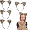 TUONYIS Lot de 4 bandeaux à oreilles de léopard, adorables serre-têtes avec oreilles de léopard pour Halloween, Noël, carnaval, fête