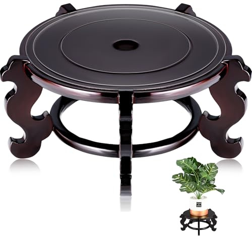 Yoiemivy Pflanzenständer aus Holz, 30,5 cm, für den Innenbereich, chinesischer Fischglas-Pflanzgefäß, für den Innenbereich, orientalischer Stil, 30,5 cm