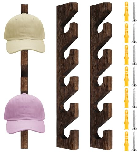 harupink Wooden Hat Rack,3 Stück Huthalter für bis zu 15 Hüte,Cap Halterung Wand,Baseball cap aufbewahrung,Vertikale Hutregale für Wäsche,Schranktür,Schlafzimmer