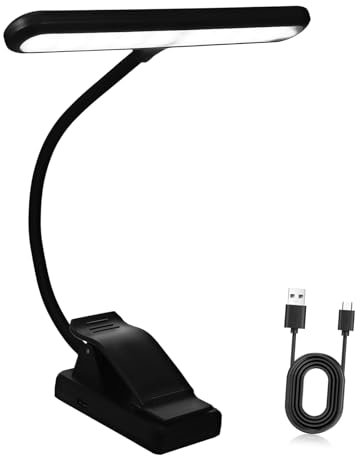 BESPORTBLE Klavierleuchte Led Wiederaufladbar Mit Starkem Clip Und Flexibler Halterung Für Notenpult Buchleselampe Mit Einstellbarer Helligkeit Und Augenschutzfunktion