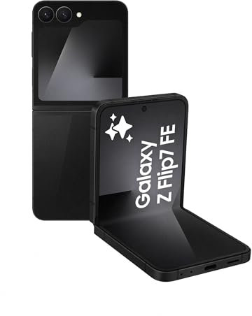 Samsung Galaxy Z Flip7 FE 128GB - Teléfono con IA, Diseño Plegable, Pantalla Frontal Amplia, Cámara 50MP, Memoria 8GB, Batería 4000 mAh, Garantía 3 Años + 1 año Extra, Negro (Versión Española)