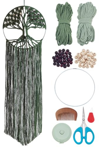 FREEBLOSS Tree of Life Macrame Kit for Beginners DIY Macrame Wall Hanging Tapestry Boho Home Decor for Living Room Bedroom