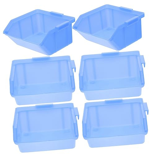 SEWACC 6pcs Plastic Storage Containers for Warehouse Parts Nesting Storage Bins for Tools and Hardware Blue Organizer Boxes for Garage and Workshop Shelves