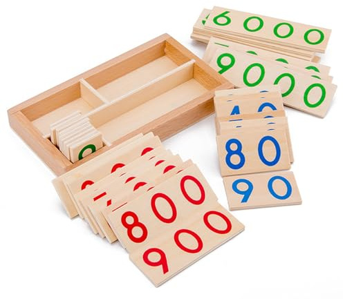 GREATRICH Montessori Mathe Holz Zahlenkarten 1-9000, Lernspiele Montessori Rechnen Spielzeug ab 1 2 3 4 5 6 Jahre, Geschenke Kinder, Toddler Toys für Junge und Mädchen, Pädagogisches Lehrmaterial