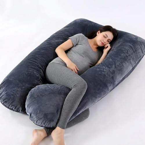 AAFGVC Coussin Ergonomique Chillow Original-Coussin Corps Entier pour Femme Enceinte Support Ergonomique Ventre Et Dos Idéal pour Sommeil Et Allaitement Housse Douce (Noir,140x80cm(2kg))