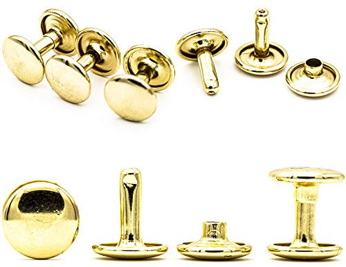 My Belt - 100 Stück Hohlnieten für Leder, Ledernieten 12mm Gold, Doppelkappe Nieten, Gürtelnieten Kappe