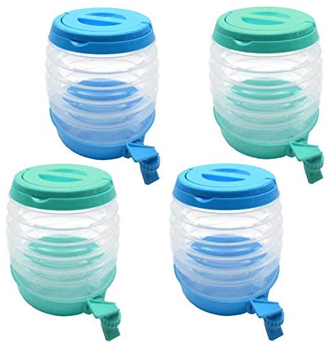 HAC24 4er Set Getränkespender Faltbar 3,5 Liter Limonadenspender Wasserspender mit Zapfhahn Saftspender Getränke Spender