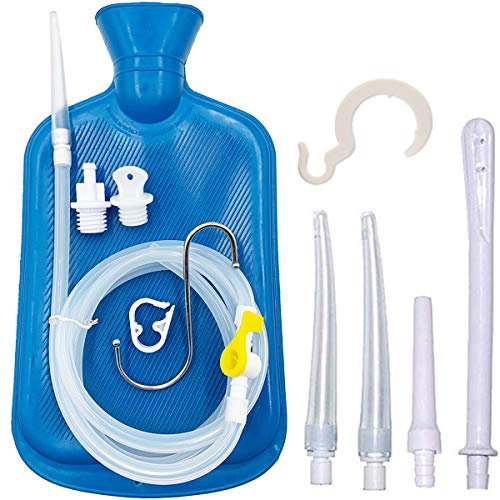 Smokitcen Kit de lavement - Sac à lavement 2L - Tuyau en silicone de 1,5 m de long - 5 embouts réutilisables de tailles multiples - Débit d'eau contrôlé - Pour lavements détox du côlon