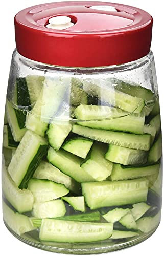Tarro de vidrio con boca ancha Kimchi de 1,4 L con botella de fermentación Airlock con válvula de liberación de aire