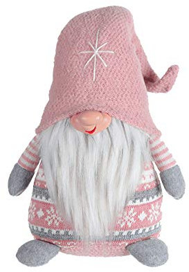 Rebecca Mobili Dekorativer Weihnachtszwerg, Rosagrau Weihnachtself, Polyester, Inneneinrichtung - Maße: 30,5 x 19 x 13 (HxLxB) cm - Art. RE6504
