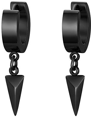 JewelryWe Ohrringe für Herren und Damen, Ohrringe mit Anhänger aus Edelstahl, Farbe Silber/Gold/Schwarz, Edelstahl, Kein Edelstein