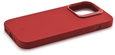 cellularline - Sensation+ per iPhone 15 - Custodia Rigida in Silicone con Finitura Morbida Senza Effetto Grip - Bordi, Tasti, Fotocamera e Connettori Protetti - Rosso