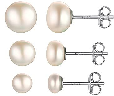 Pearl stud Stud Sets Earrings pack 3 Pairs Hypoallergenic Sterling Silver Earrings Studs Set