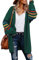 AlvaQ Women's Cardigans Long Sleeve Open Front Rainbow Striped Color Block Loose Casual Womens Oversized Cardigan Ladies Long Lightweight Knit Outwear Coat Jacket Sweaters Green XL UK 18 20
