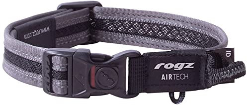 Rogz Airtech Classic Hundehalsband, Größe M, Platingrau