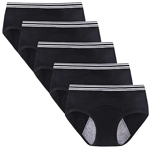 Yintry Mutandine per Il Ciclo mestruale delle Ragazze Adolescenti Biancheria Intima in Cotone Traspirante Slip protettivi a Prova di perdite Confezione da 5(Utilizzare con Tamponi)