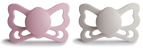 FRIGG Butterfly Silikon Schnuller | Anatomischer Sauger 2er Packung | BPA-frei | Hergestellt in Dänemark | Primrose/Silver Gray (Größe 2 (6-18 Monate))