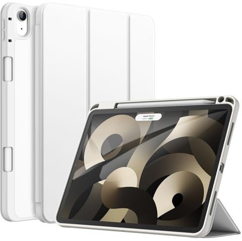 JETech Hülle für iPad Air 11 Zoll M3/M2 (2025/2024), iPad Air 5/4 (10,9-Zoll, Modell 2022/2020, 5./4. Generation) mit Stifthalter, Dünne Tablet Schutzhülle mit Weicher TPU Rückseite (Weiß)