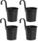 4 Piezas Macetas Colgantes Metal, Plantar Macetas con Gancho, Maceta Metálica con Gancho Desmontable, Maceta Colgante con Agujero de Drenaje, para Decorar Jardines y Balcones (Negro)